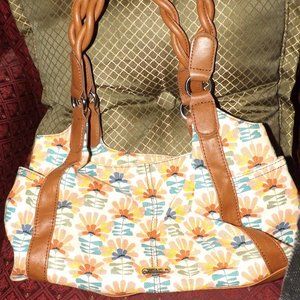 Relic Flower Cloth Braided Leather Handle Arm Hobo Bag